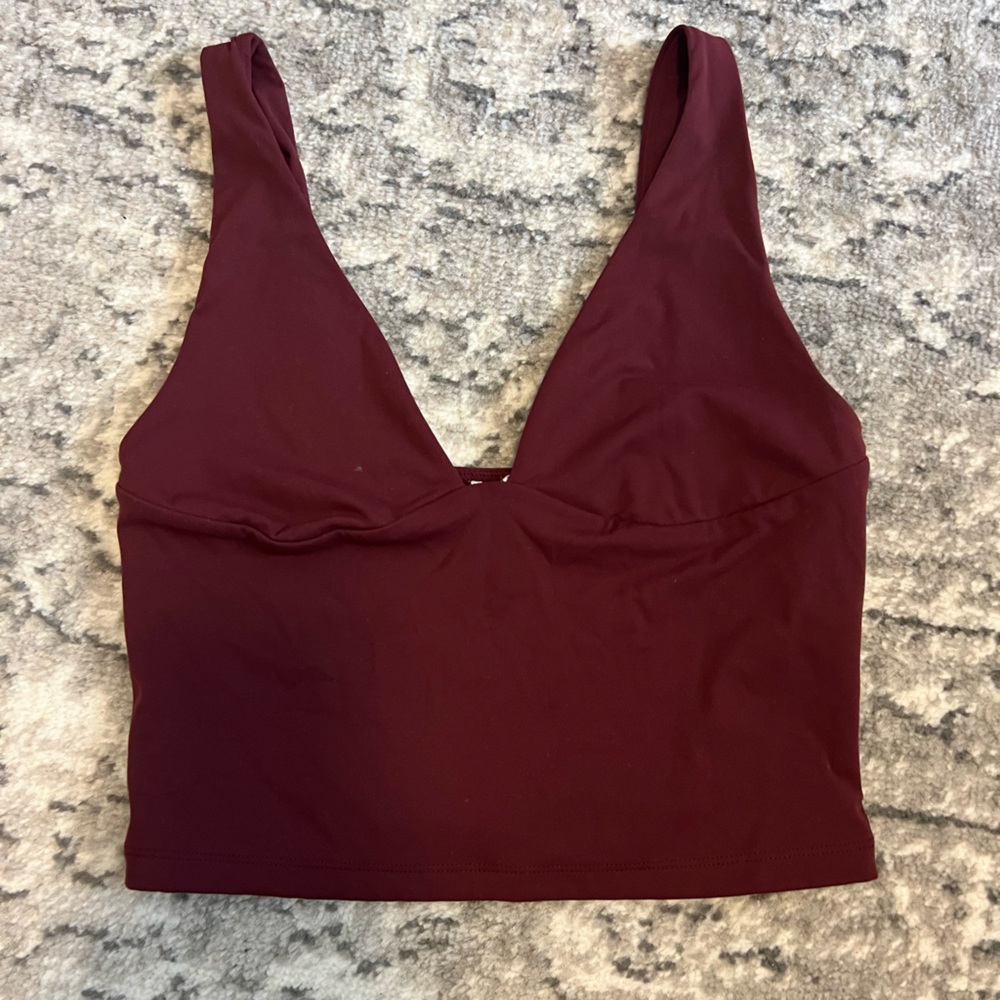 Garage Sleek Burgundy V-Neck Crop Top